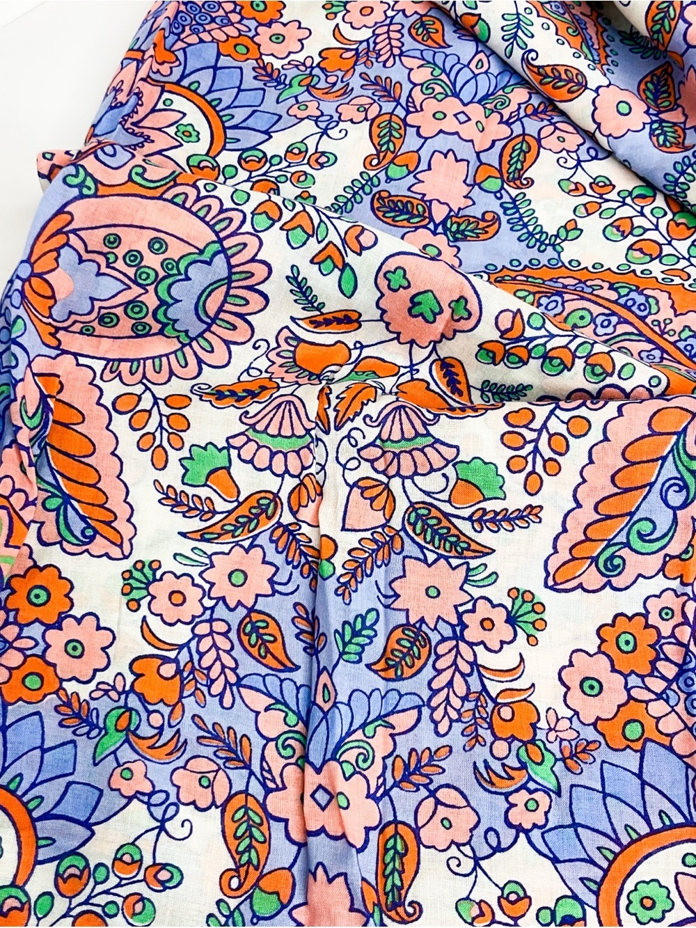 Floral Paisley Lightweight Scarf in Lavender, Peach, Green - Picture 8 of 8